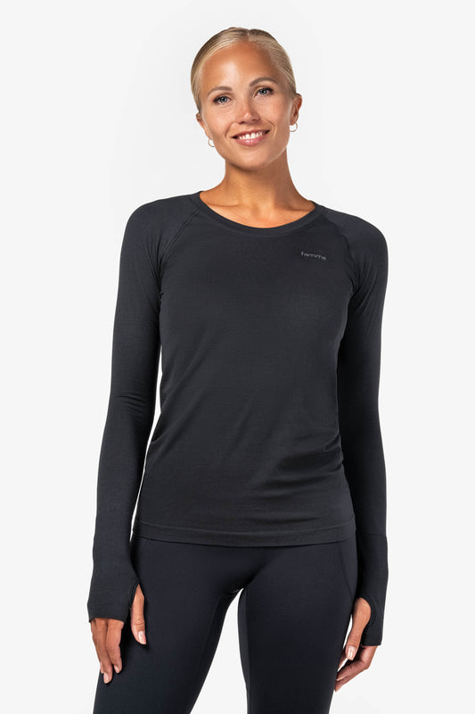 Black Refine LS T-Shirt - for dame - Famme - Training Long Sleeve